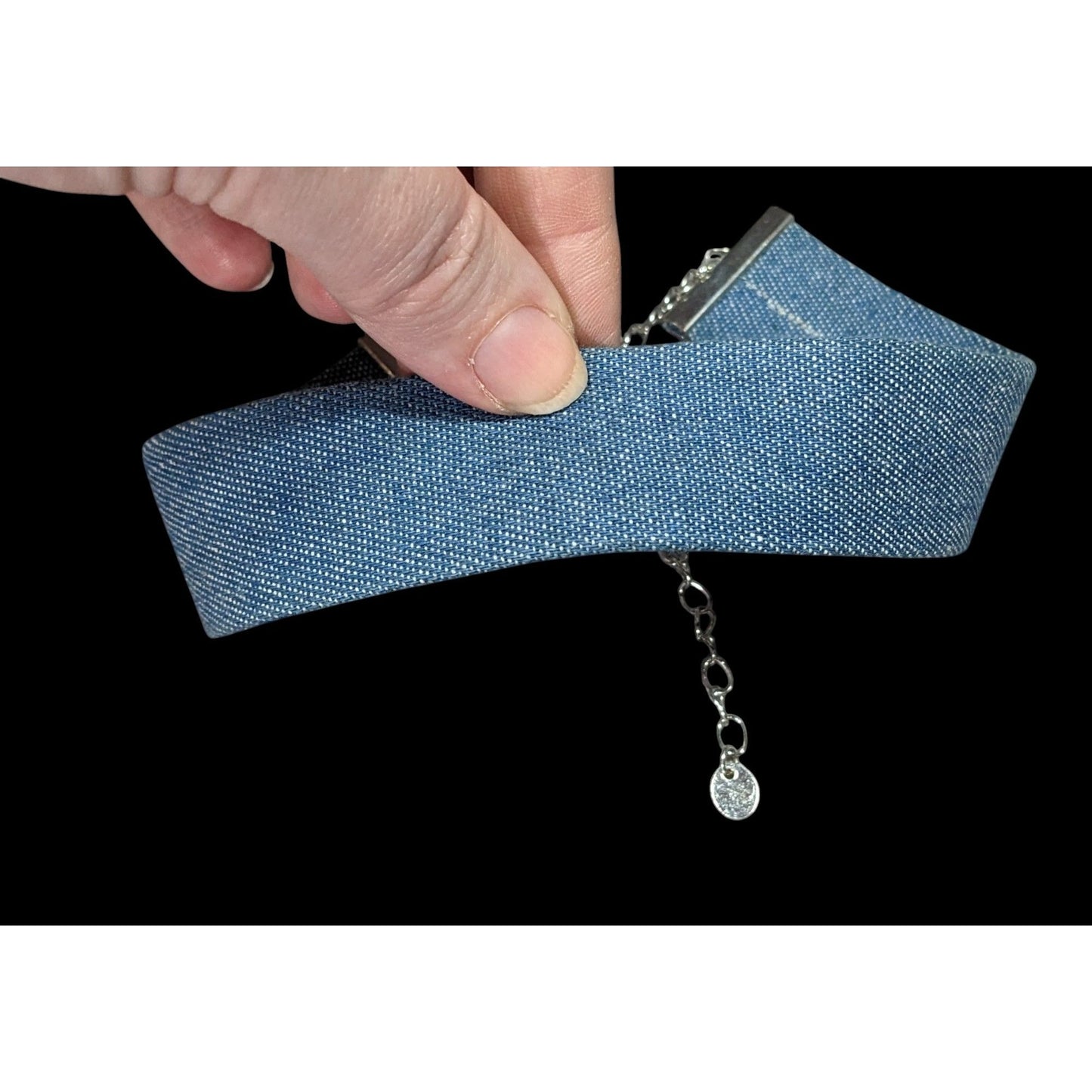 Nordstrom Blue Denim Wide Choker Necklace