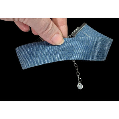 Nordstrom Blue Denim Wide Choker Necklace