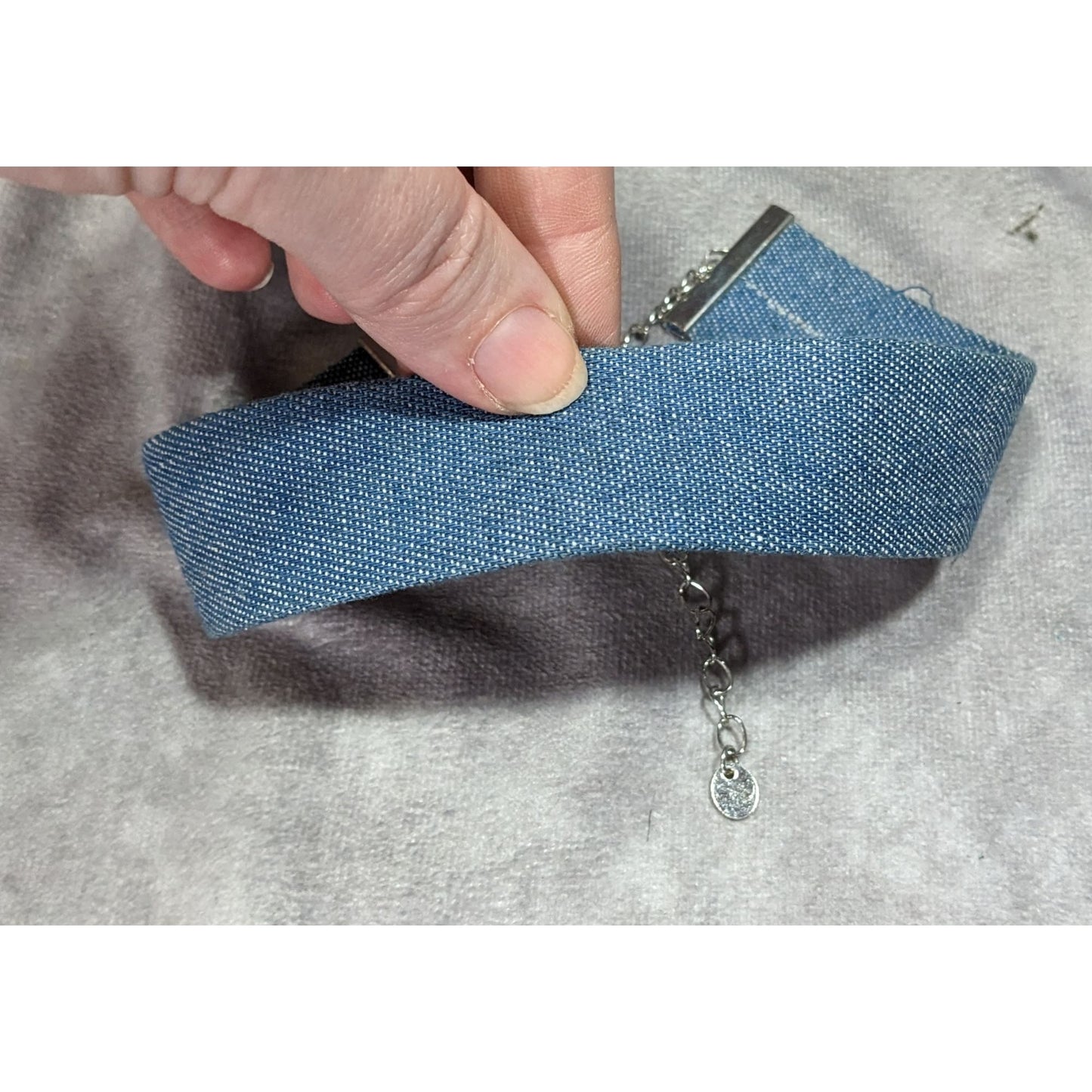 Nordstrom Blue Denim Wide Choker Necklace