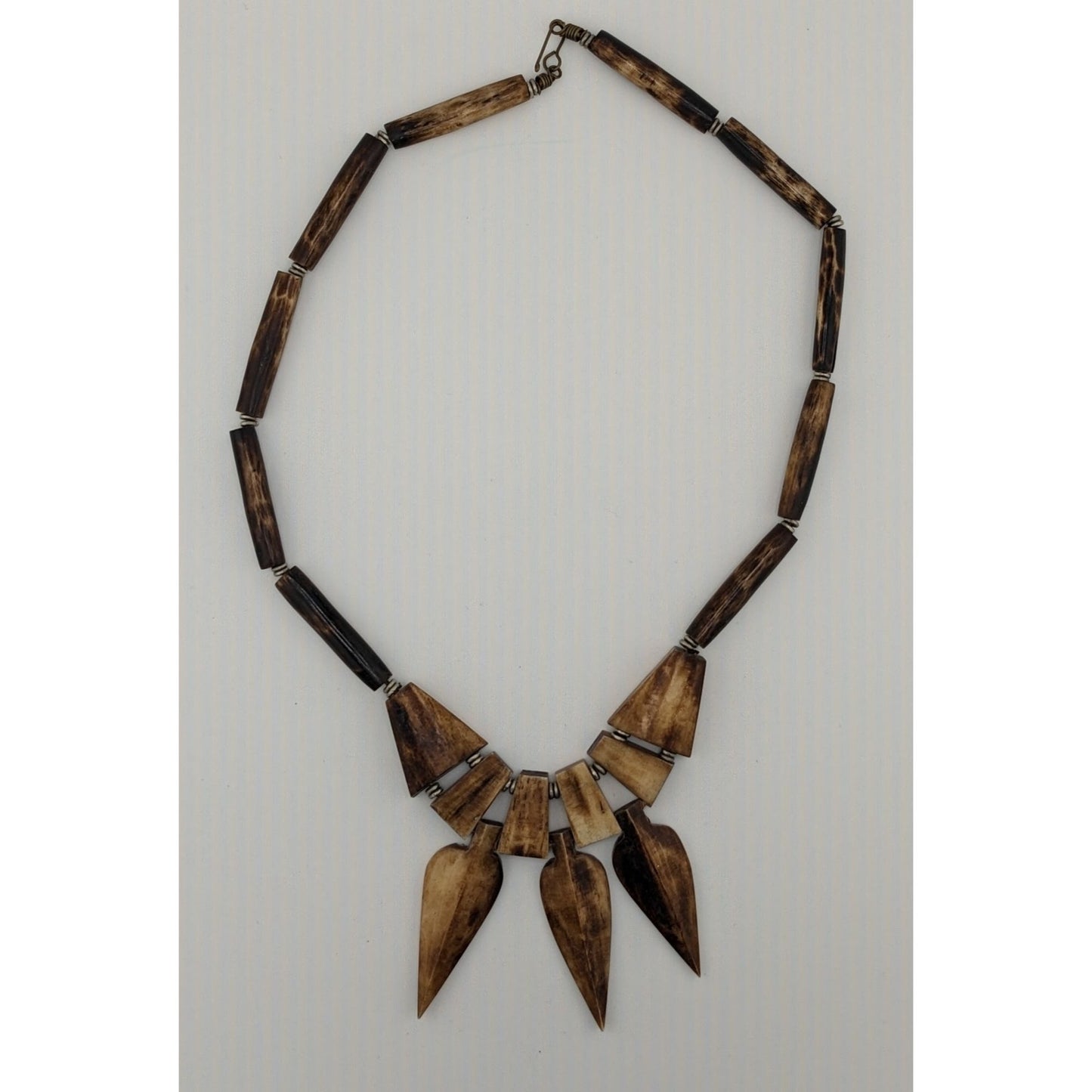 Vintage Tribal Wood Carved Beaded Necklace