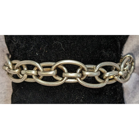 Edgy Nygard Silver Tone Chunky Oval Link Chain Bracelet Industrial Statement Jewelry