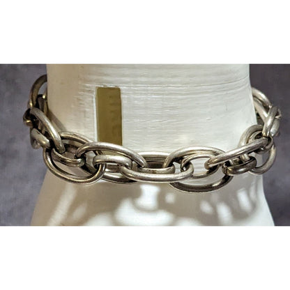 Edgy Nygard Silver Tone Chunky Oval Link Chain Bracelet Industrial Statement Jewelry