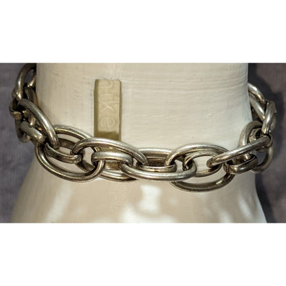 Edgy Nygard Silver Tone Chunky Oval Link Chain Bracelet Industrial Statement Jewelry