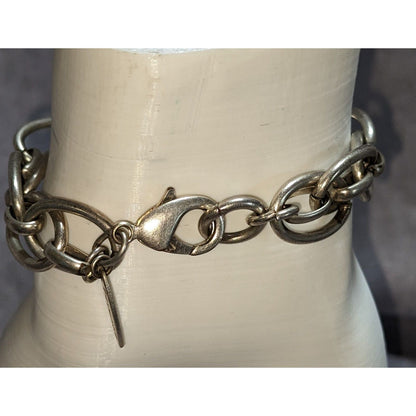 Edgy Nygard Silver Tone Chunky Oval Link Chain Bracelet Industrial Statement Jewelry