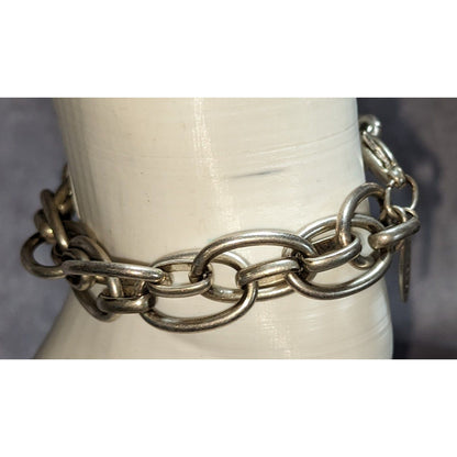 Edgy Nygard Silver Tone Chunky Oval Link Chain Bracelet Industrial Statement Jewelry