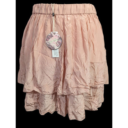 Odd Molly Pink Tiered Skirt 100% Viscose Elastic Waist Size 1