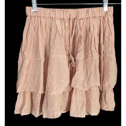Odd Molly Pink Tiered Skirt 100% Viscose Elastic Waist Size 1