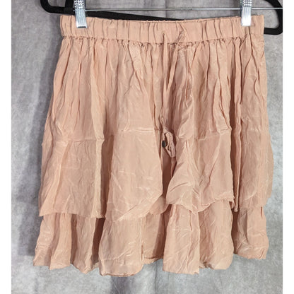 Odd Molly Pink Tiered Skirt 100% Viscose Elastic Waist Size 1