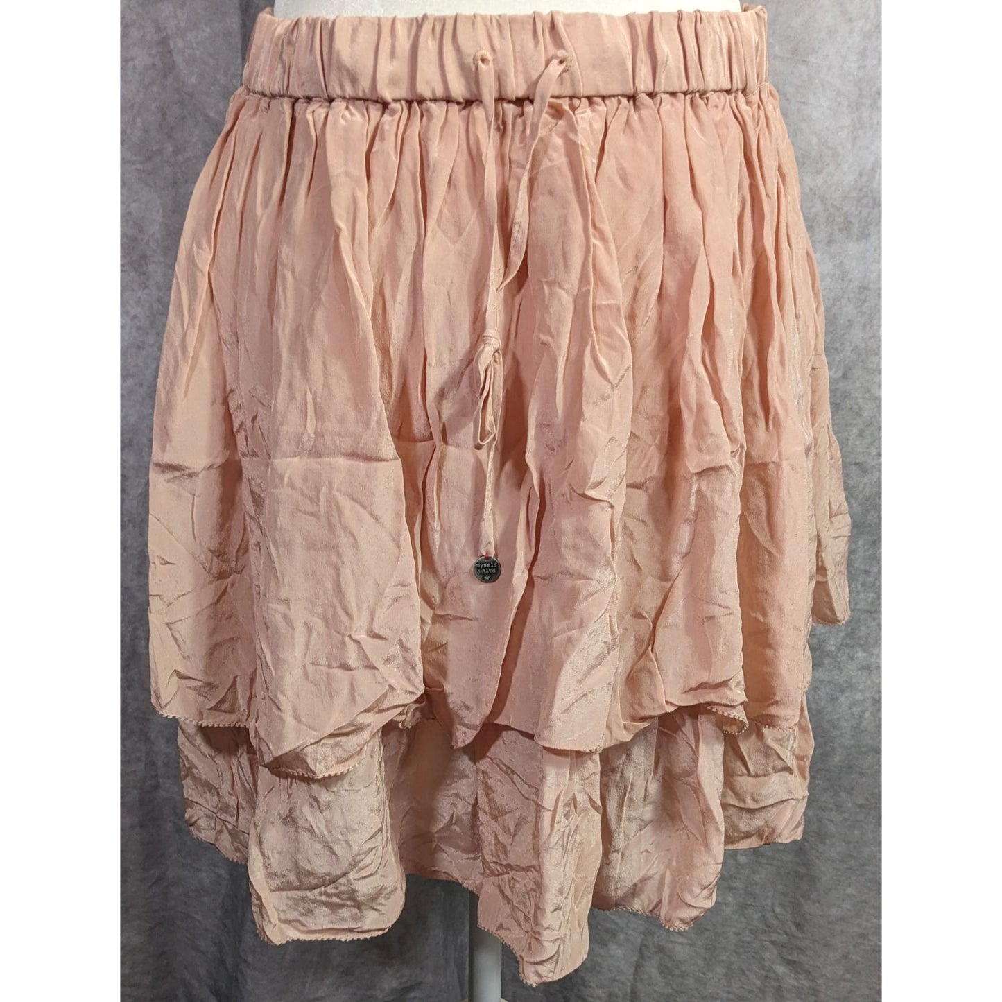 Odd Molly Pink Tiered Skirt 100% Viscose Elastic Waist Size 1