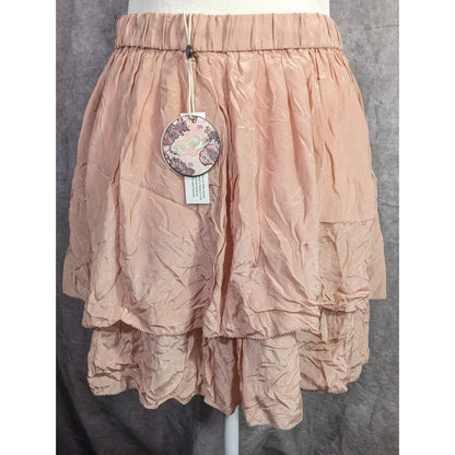 Odd Molly Pink Tiered Skirt 100% Viscose Elastic Waist Size 1