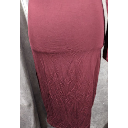 Bebe Burgundy Plunge Neck Long Sleeve Midi Dress Size Medium
