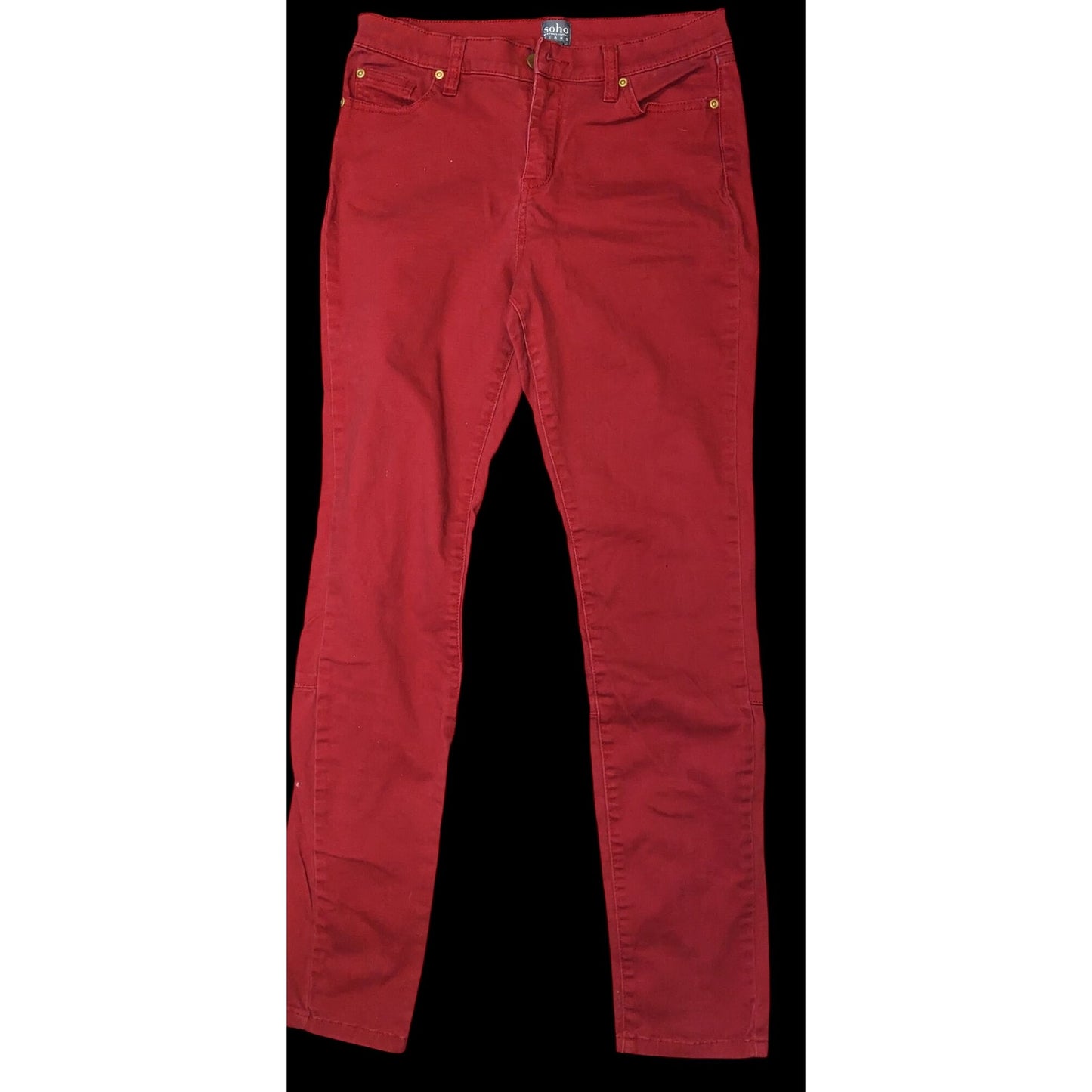 Soho New York & Company Red Zip Calf Jeans Size 6 Slim Fit Stretch