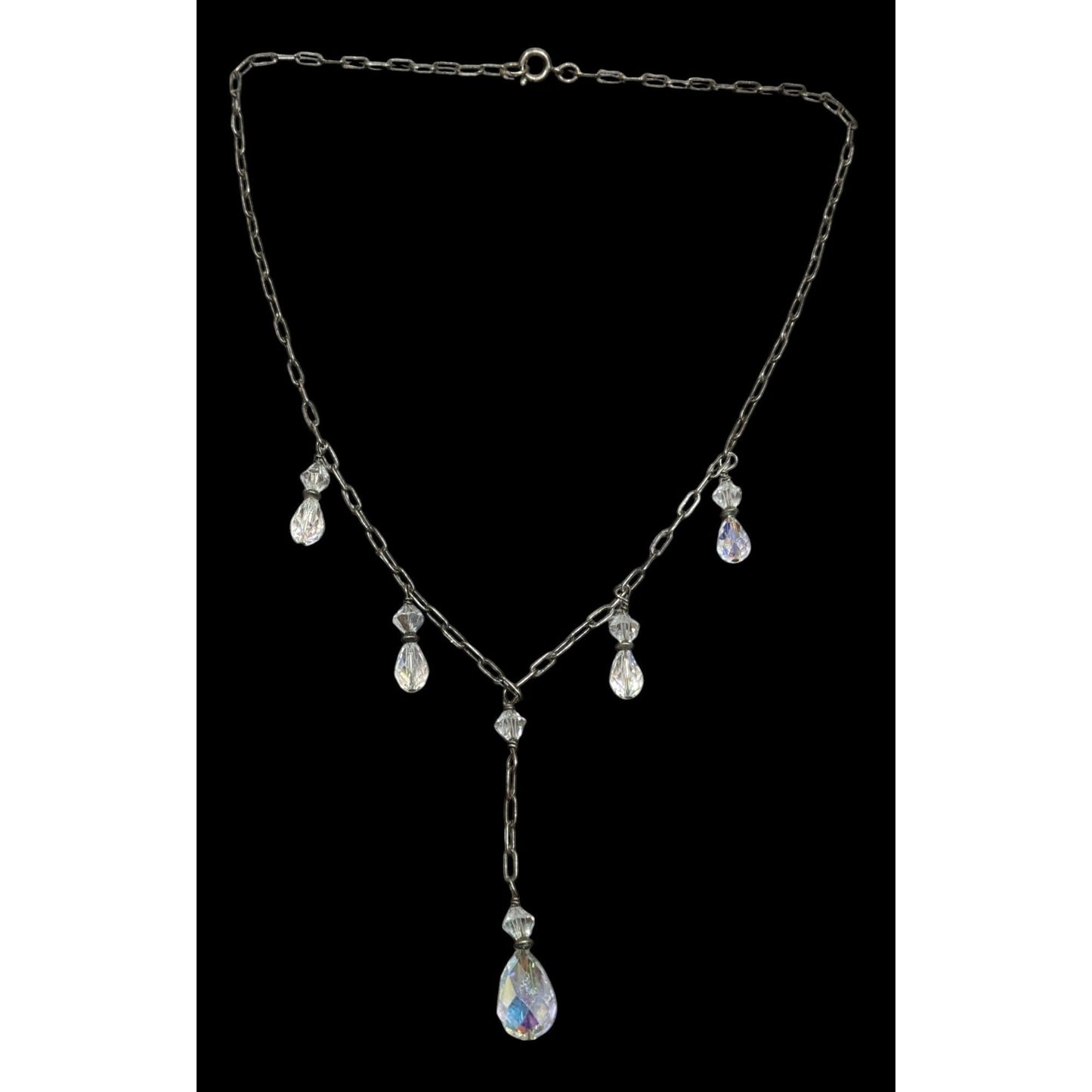Aurora Borealis Crystal Teardrop Fantasy Necklace