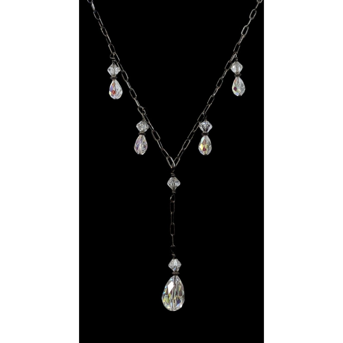 Aurora Borealis Crystal Teardrop Fantasy Necklace