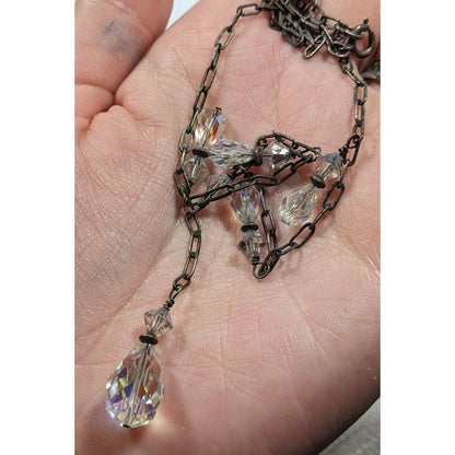 Aurora Borealis Crystal Teardrop Fantasy Necklace