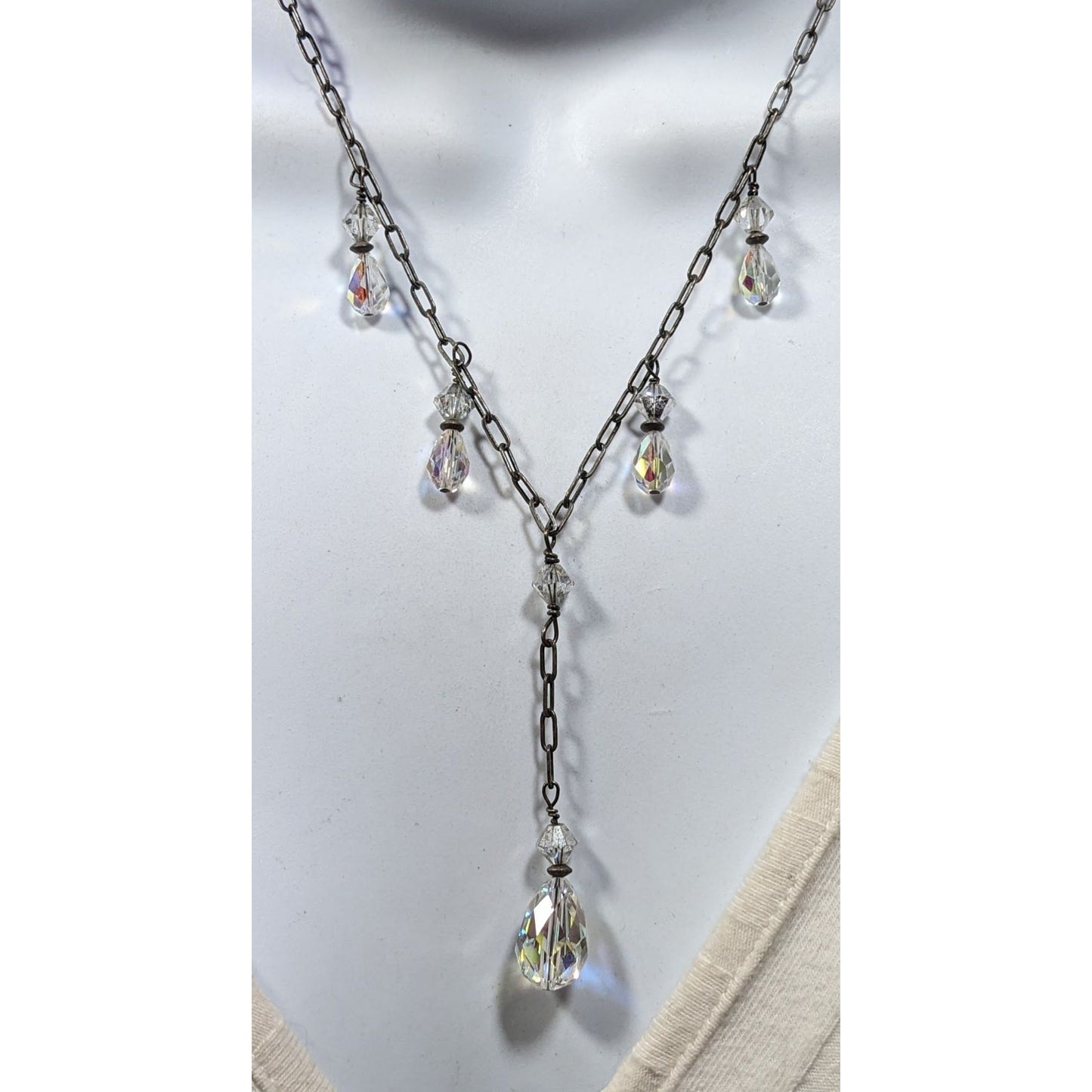 Aurora Borealis Crystal Teardrop Fantasy Necklace