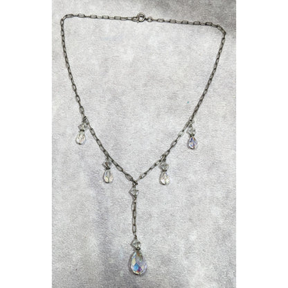 Aurora Borealis Crystal Teardrop Fantasy Necklace