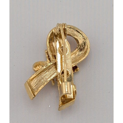 Bee On Ribbon Red And Yellow Enamel Brooch