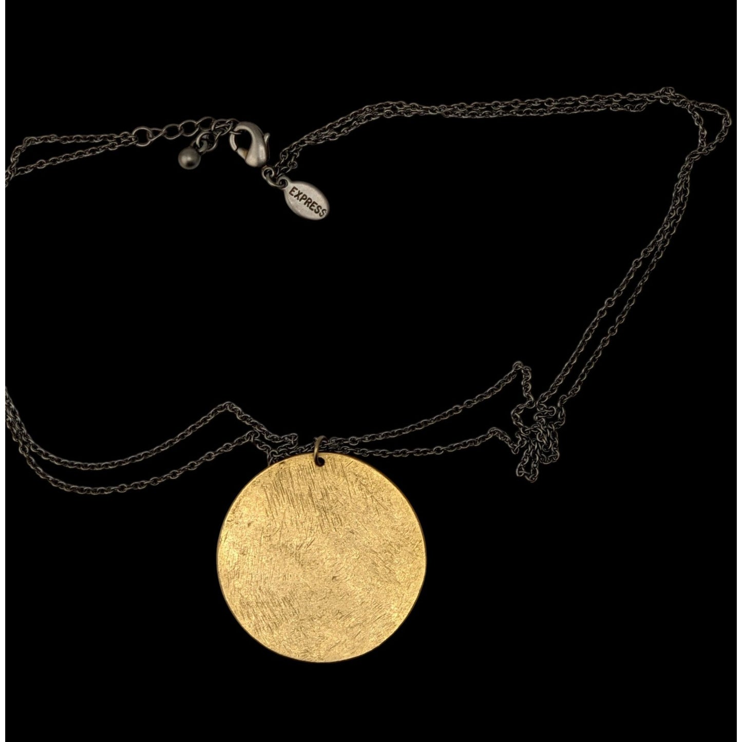 Express Gold Disc Pendant Necklace Mixed Metal Minimalist Modern Jewelry