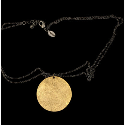 Express Gold Disc Pendant Necklace Mixed Metal Minimalist Modern Jewelry