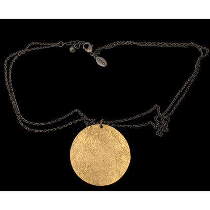 Express Gold Disc Pendant Necklace Mixed Metal Minimalist Modern Jewelry
