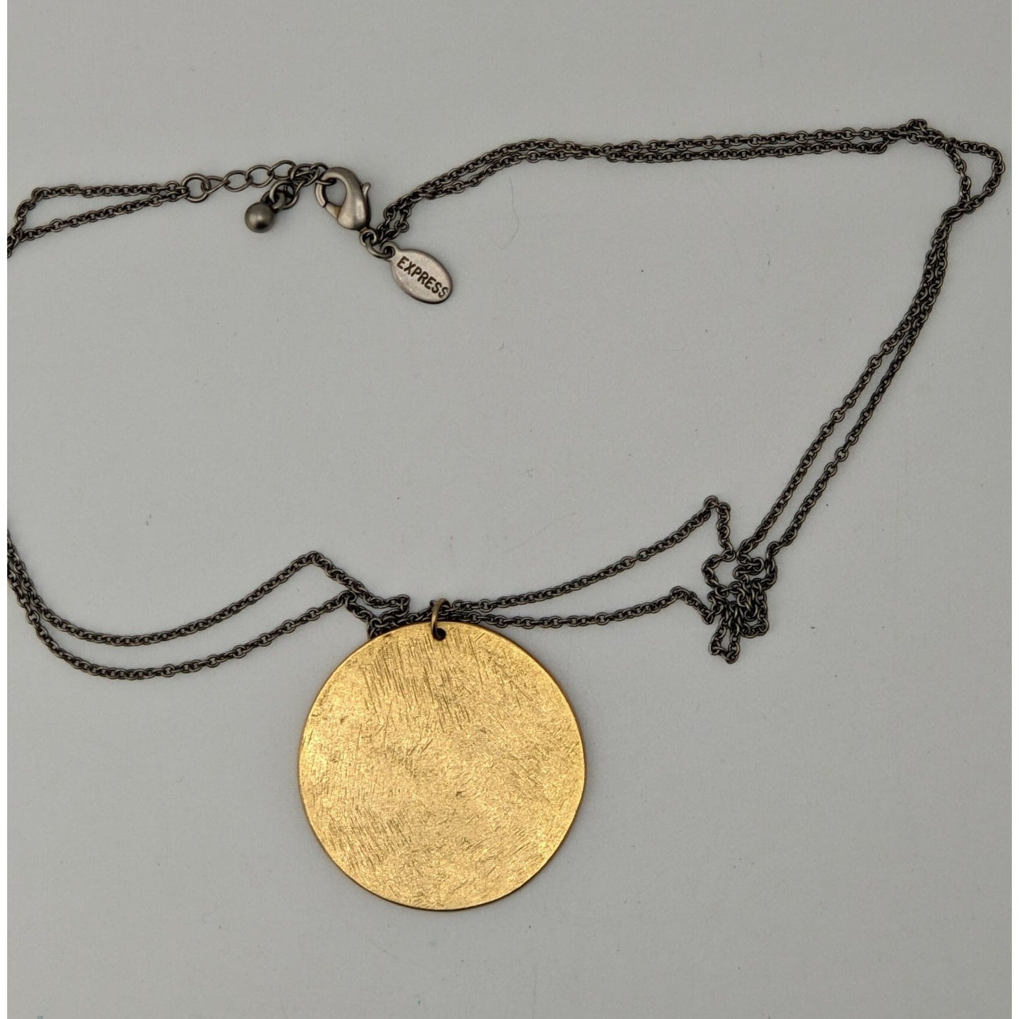 Express Gold Disc Pendant Necklace Mixed Metal Minimalist Modern Jewelry