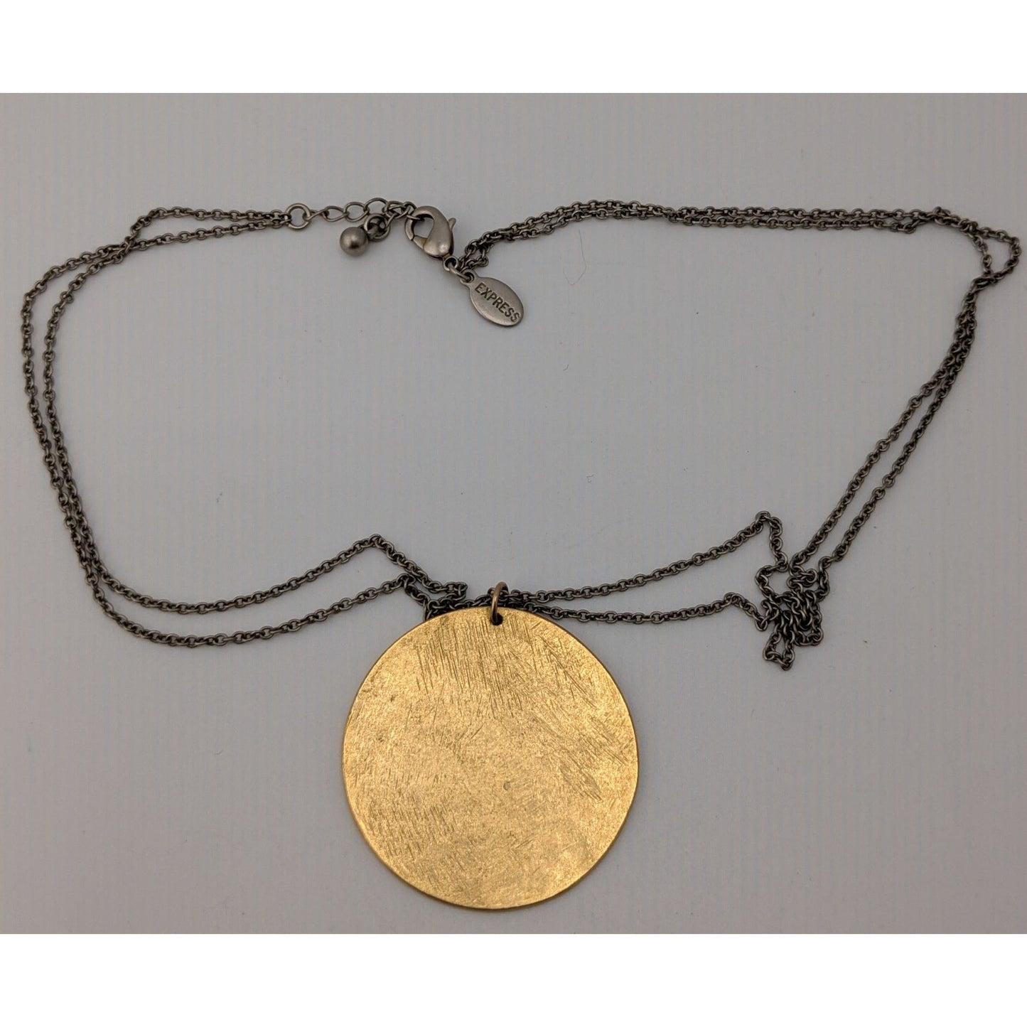 Express Gold Disc Pendant Necklace Mixed Metal Minimalist Modern Jewelry