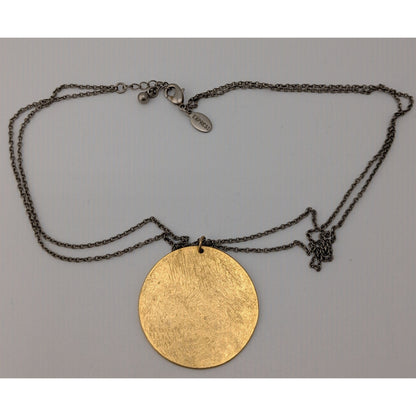 Express Gold Disc Pendant Necklace Mixed Metal Minimalist Modern Jewelry