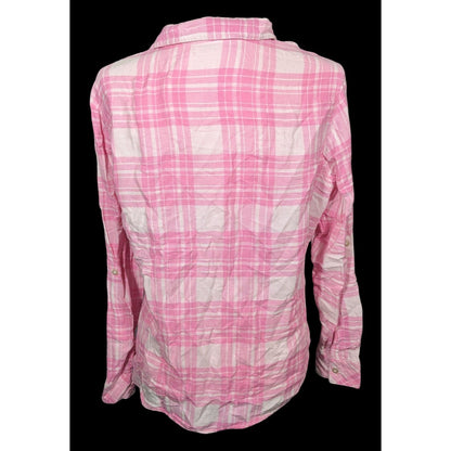 Riders By Lee Indigo Pink And White Plaid Button Top