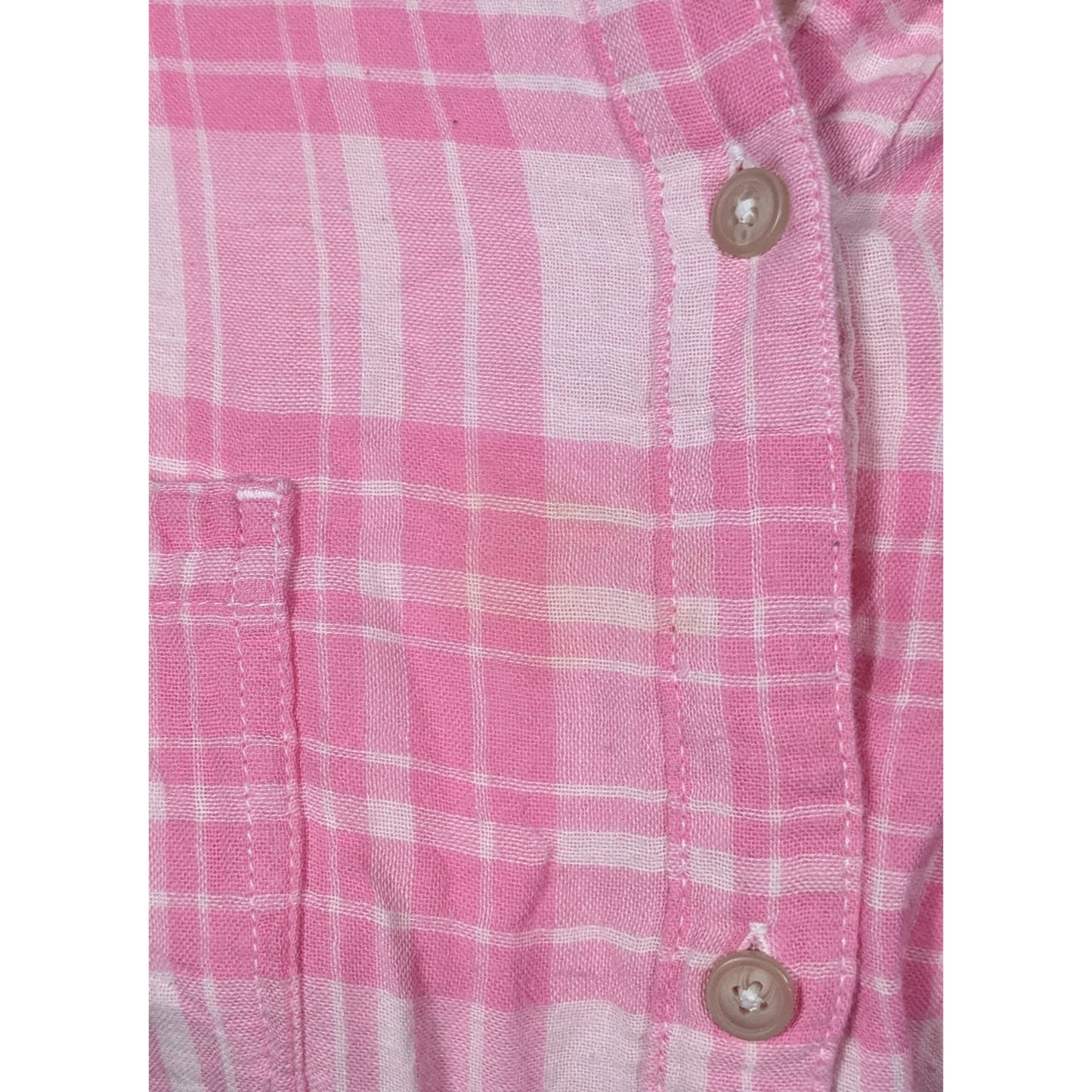 Riders By Lee Indigo Pink And White Plaid Button Top