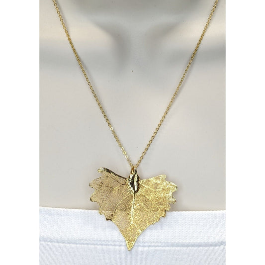 Fairycore Gold Dipped Vintage Leaf Pendant Necklace Stamped Korea
