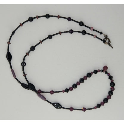 Gothic Handmade Glass Beaded Black And Purple Necklace