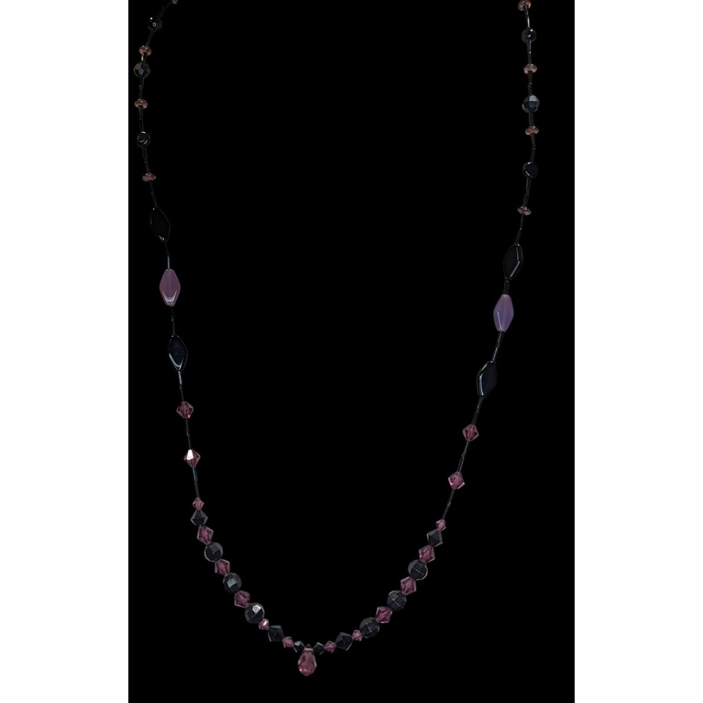 Gothic Handmade Glass Beaded Black And Purple Necklace