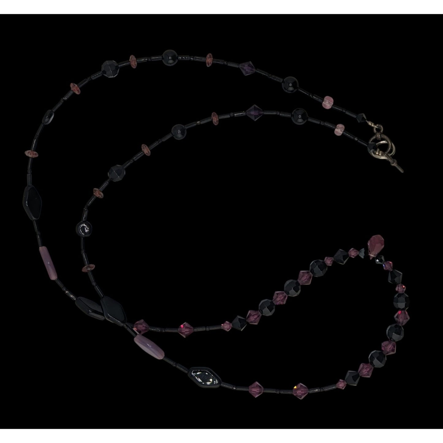 Gothic Handmade Glass Beaded Black And Purple Necklace