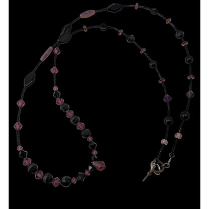 Gothic Handmade Glass Beaded Black And Purple Necklace