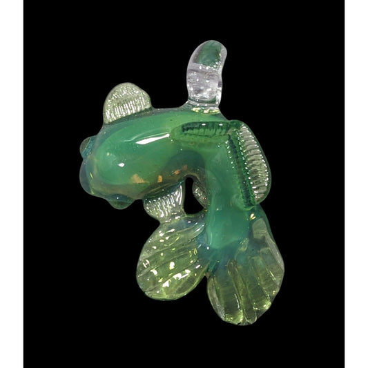 Shaggy Signed Green Glass Koi Fish Necklace