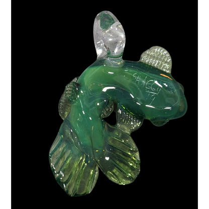 Shaggy Signed Green Glass Koi Fish Necklace