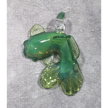 Shaggy Signed Green Glass Koi Fish Necklace