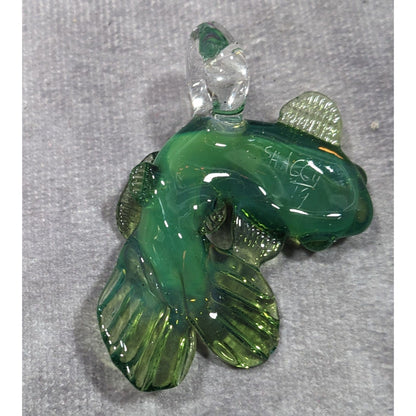 Shaggy Signed Green Glass Koi Fish Necklace