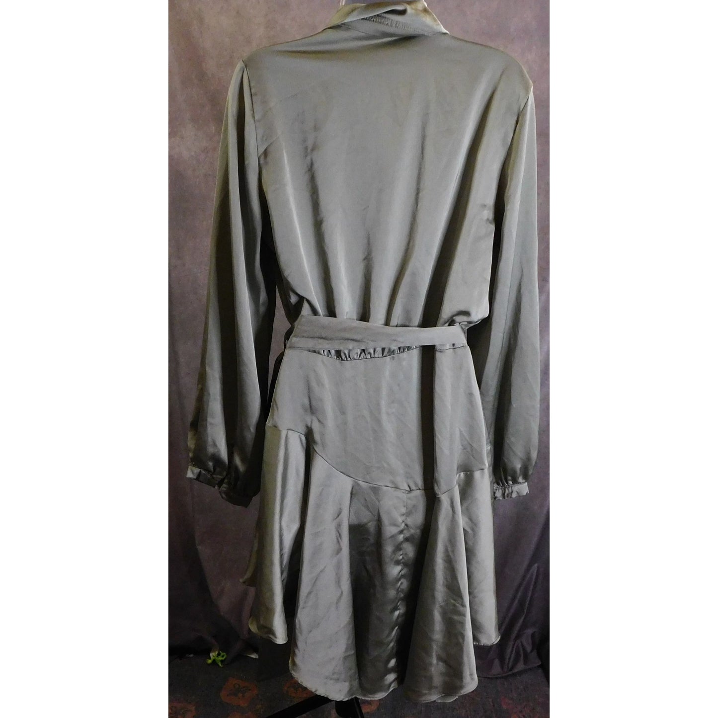 Club L London Silky Grey Ruffle Wrap Dress