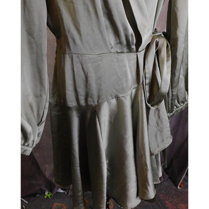 Club L London Silky Grey Ruffle Wrap Dress