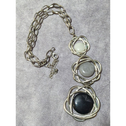 Graduating Grey Scale Gemstone Knot Pendant Necklace