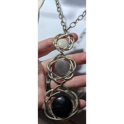 Graduating Grey Scale Gemstone Knot Pendant Necklace