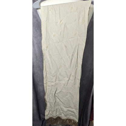 Vintage Donna Livingston Silk Beige Geometric Textured Scarf With Fringe