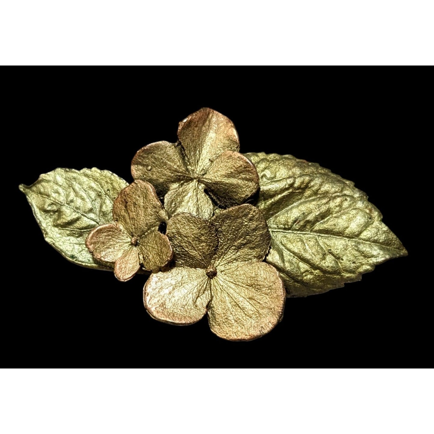 Vintage Shimmer Finish Metal Floral Hydrangea Brooch