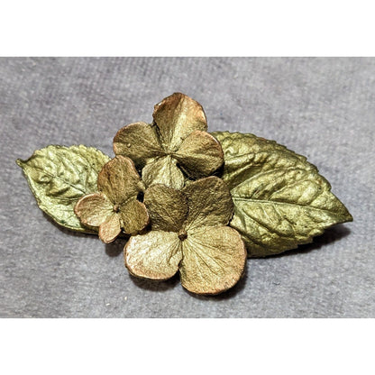 Vintage Shimmer Finish Metal Floral Hydrangea Brooch