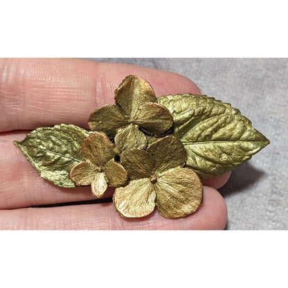 Vintage Shimmer Finish Metal Floral Hydrangea Brooch