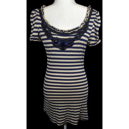 Twelve By Twelve Los Angeles 80s Style Striped Embellished Dress