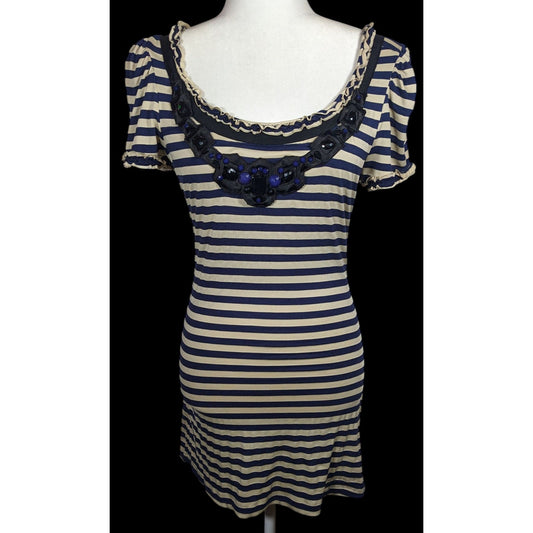 Twelve By Twelve Los Angeles 80s Style Striped Embellished Dress