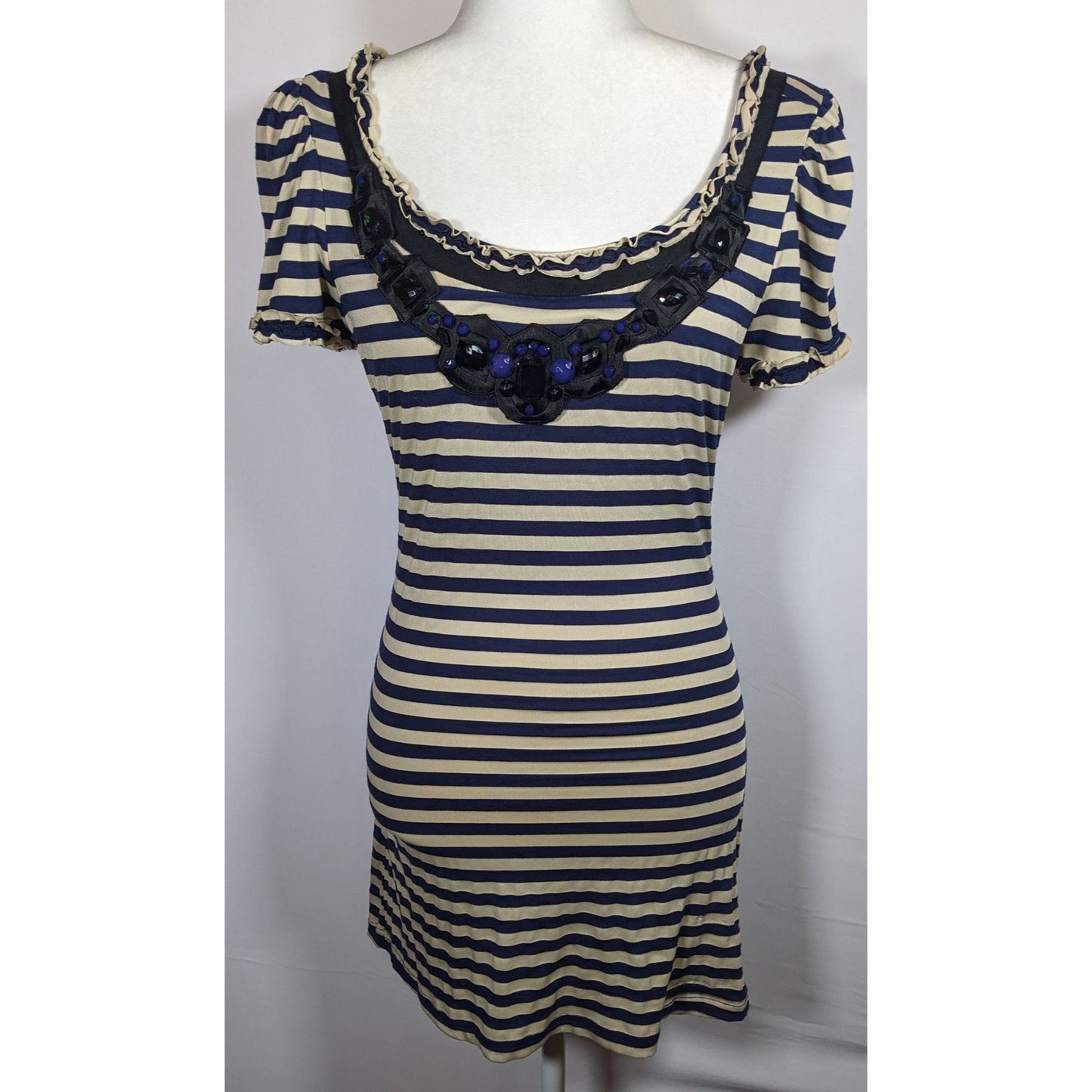 Twelve By Twelve Los Angeles 80s Style Striped Embellished Dress